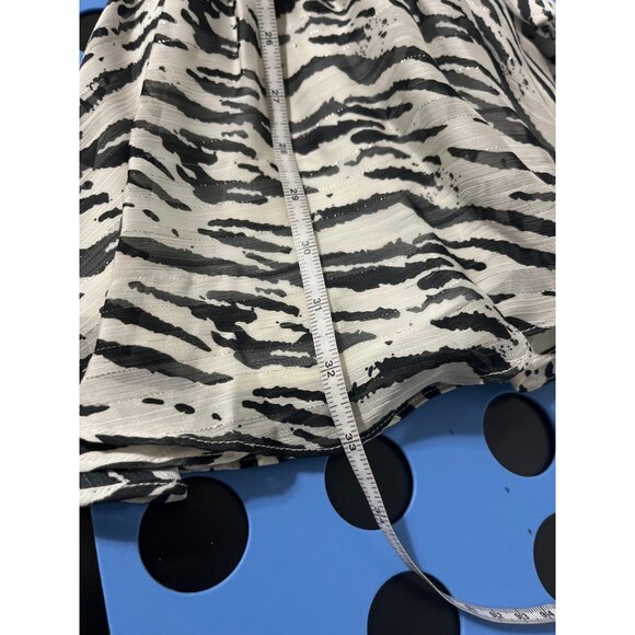 BARDOT Black White Ruched Zebra Print Long Sleeve Flared Hem|Party Dress  US 6 - Picture 13 of 14